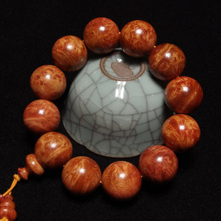 手串 麻梨琉璃疙瘩手串 精品老料黄红料满花纹 2.0 火琉璃铁琉璃手串