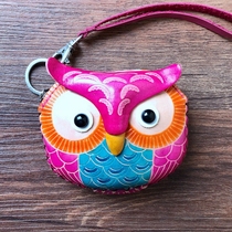 Female Handmade Genuine Leather Zero Wallet Bull Leather Cartoon Coin Bag Mini-Wallet Creativity Small Bag Cute Zero Money Bag