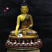 Edge Life Buddha Boutique Nepali Pure Handmade Pure Copper-Real Gold Ore Paint Color Painted Sakyamuni Buddha