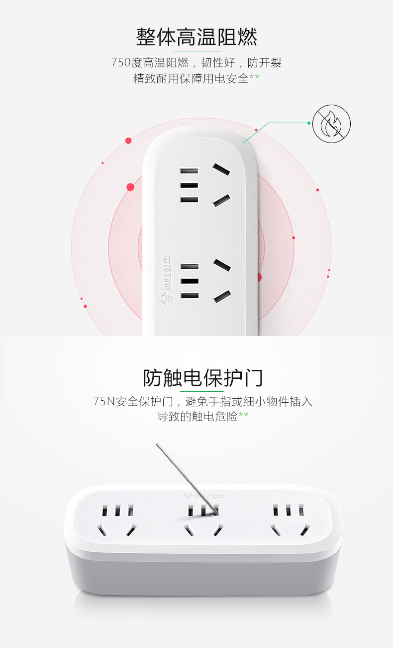 公牛插座转换器一转二三多用转换插头多孔面板无线插板不带线插排商品详情图