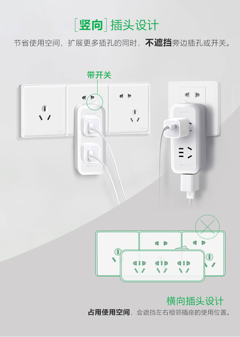 公牛插座转换器一转二三多用转换插头多孔面板无线插板不带线插排商品详情图