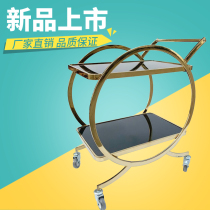 Fashion Eurostyle Stainless Steel triple Wine Water Car Tempered Glass Hotel Lobby Sweet cake Dining Luxury Cart