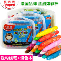 MAPED MAPED silky colorful stick 12 24 36 color children graffiti painting rotary twist stick student art water soluble brush watercolor oil painting stick crayon