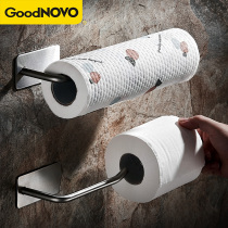 Kitchen tissue holder 304 stainless steel non-hole roll paper rack cloth rack wall-mounted fresh-keeping bag storage rack