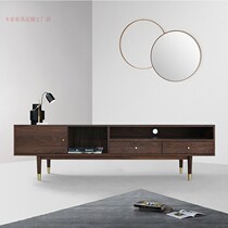 Black Walnuts Solid Wood Log Furniture Audiovisual Cabinet Nordic Style TV Cabinet Sample Board Room Villa Furnishings Customizable