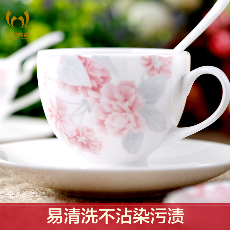 Uh guano ceramic coffee cup suit milk cup creative Chinese coffee cup yangchun cups and saucers romantic morning