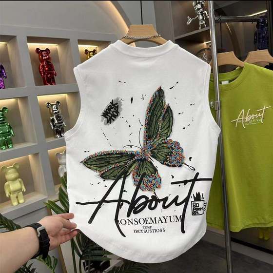 Sportless vest men's summer fashion brand painted butterfly printed vest men's outerwear pure cotton T-shirt top
Sportless vest men's summer fashion brand painted butterfly printed vest men's outerwear pure cotton T-shirt top