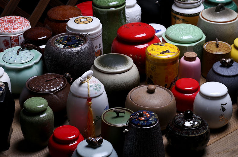 茶叶罐 3个装 陶瓷存储密封罐 大小号茶具金属茶罐紫砂粗陶醒茶罐