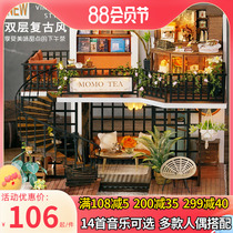Diy Cabin Retro Tea Room Flower Shop Makes Woodhouse Architecture Model Assembly Toys Birthday Gift