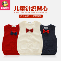 Childrens vest Cotton 2021 Spring and Autumn baby vest Boy British girl Knitted wool sweater bow