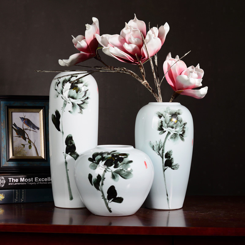 Contracted and I literary lucky bamboo peony flower arranging dried flowers of jingdezhen ceramic vase living room table landing place