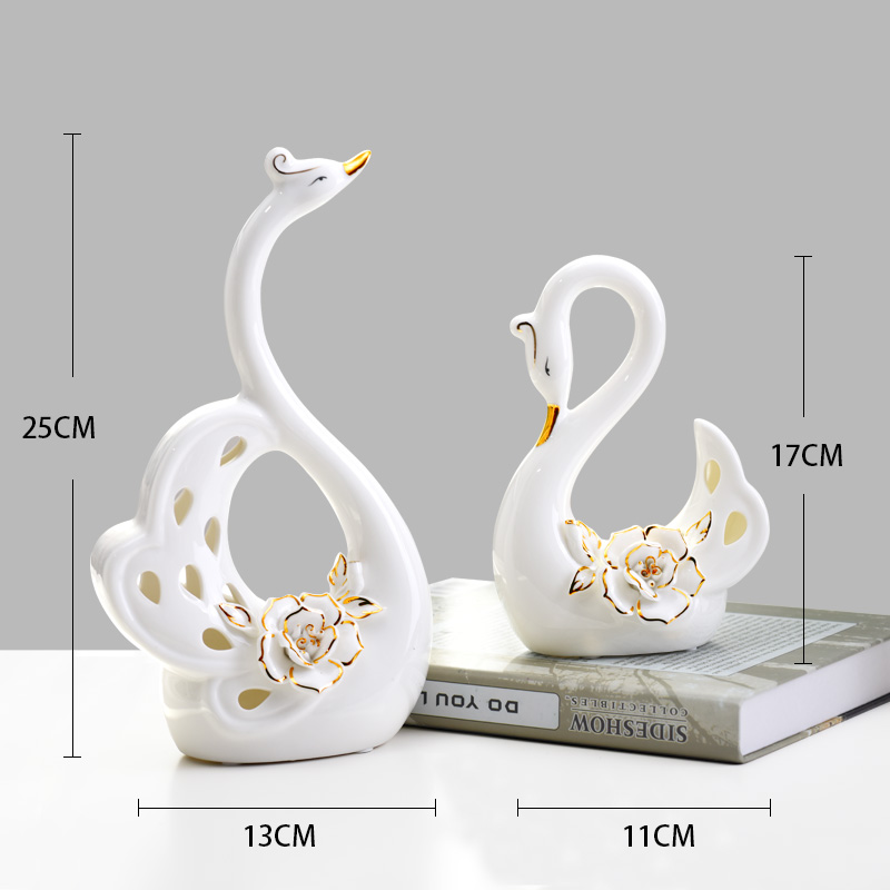 Ceramic furnishing articles wedding gift ideas sitting room place hollow - out the swan, household decoration decoration craft gift