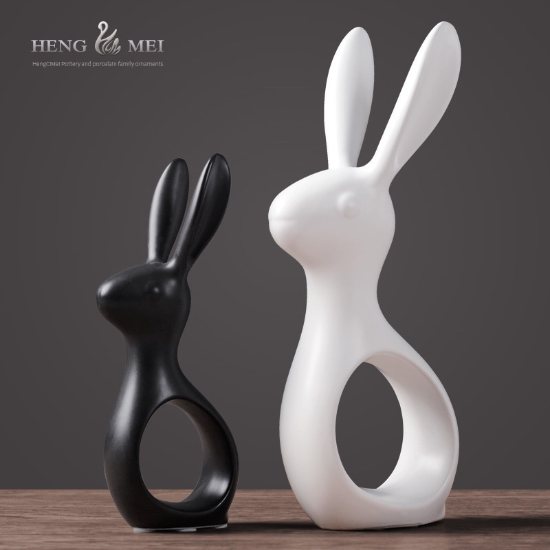 Wine accessories furnishing articles Nordic creative home sitting room decoration ceramic rabbit study TV ark, handicraft furnishing articles