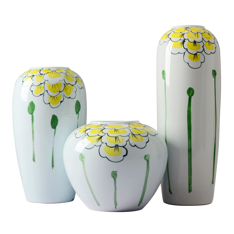 Jingdezhen ceramic vase hand - made furnishing articles of modern Chinese style living room TV cabinet lucky bamboo dried flowers home decoration