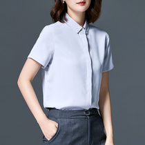 White chiffon shirt women short sleeve 2021 summer new business wear OL simple fashion temperament loose white shirt