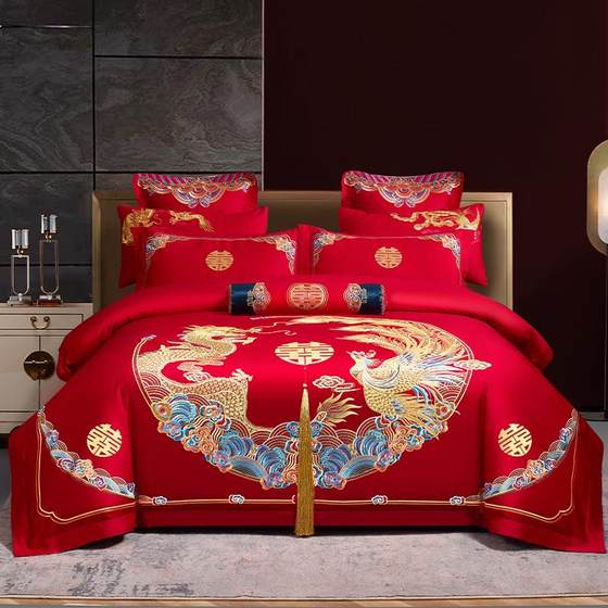 100 long velvet cotton wedding four-piece set wedding cotton pure cotton embroidered quilt cover big red 8-piece set bedding pieces
100 long velvet cotton wedding four-piece set wedding cotton pure cotton embroidered quilt cover big red 8-piece set bedding pieces