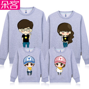 朵客2018春款亲子装加绒卫衣幼儿园运动服一家四口家庭装母女装