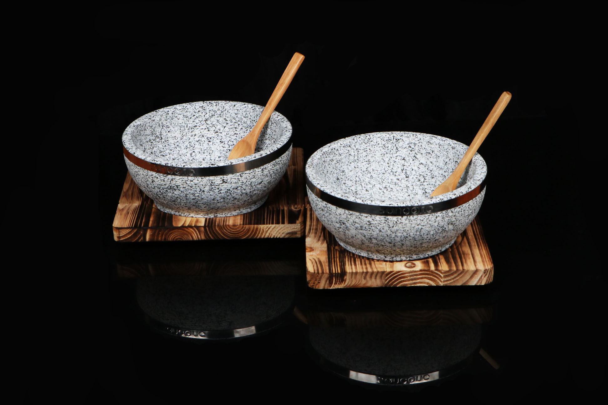 正宗韩国料理石锅拌饭专用 韩式石锅石碗 日韩式餐具天然石锅石碗_双