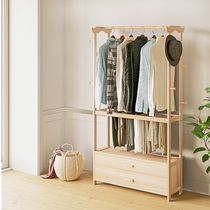 Clothes hat rack floor multifunction solid wood bedrooms children home net red hanging clothes small family type free of perforated storage racks