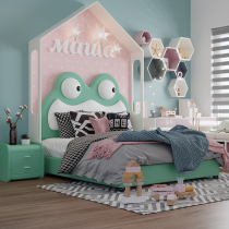 Nordic Childrens Bed Boy Bed Frog Cartoon Teenager Bed 1 2m Single beds Modern minimalist childrens room leather beds