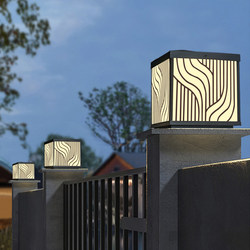 Solar column head lamp, outdoor waterproof garden lamp, outdoor villa gate pillar lamp, modern simple wall lamp