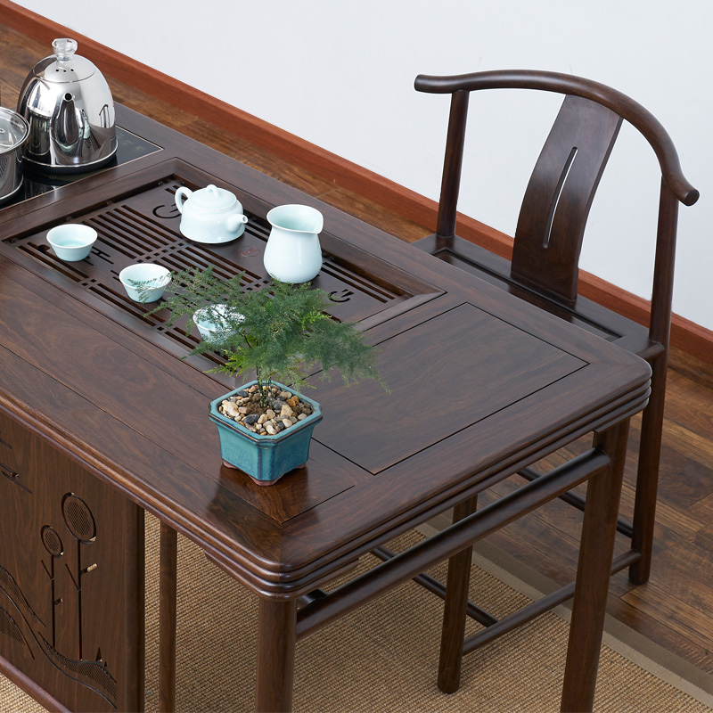 Han solid wood tea table and chair combination black rosewood hua limu tea tray of new Chinese style tea table, making tea, small tea table