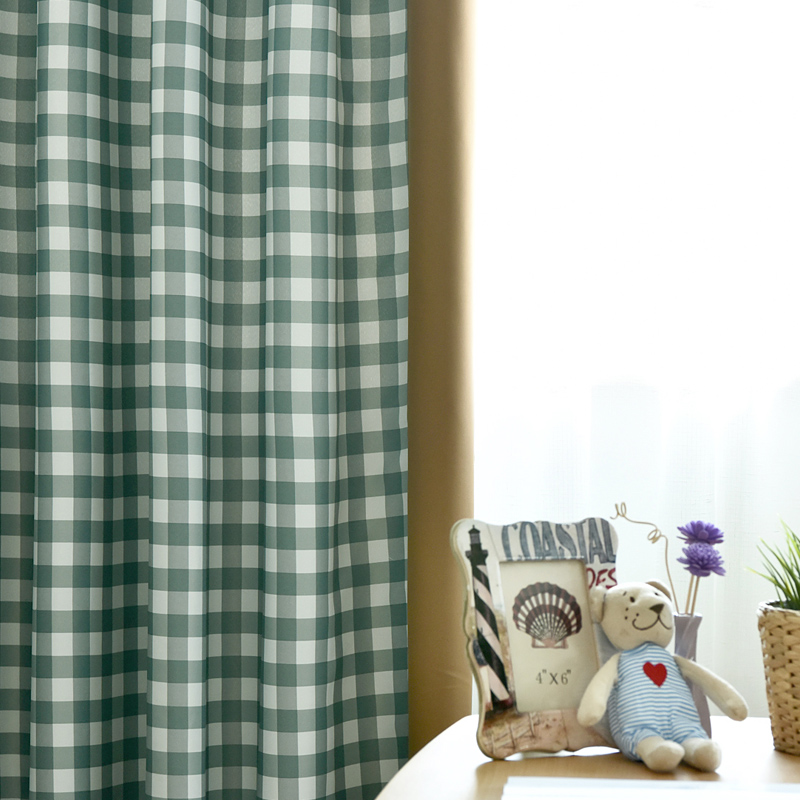 欧德罗 日式简约风人气经典格子窗帘布全遮光成品 卧室落地窗定制产品展示图5