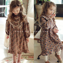 Clear cabin spot {Peach pie} South Korean childrens clothing 2020 Winter lotus leaf side girl retro crummy dress 231