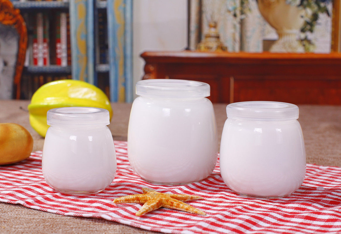 厂家新款特价促销100ml 200ml300ml胖胖布丁玻璃瓶酸奶瓶含盖包邮_7折