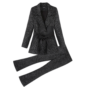 Wool suit autumn and winter new broad-legged trousers two-piece 