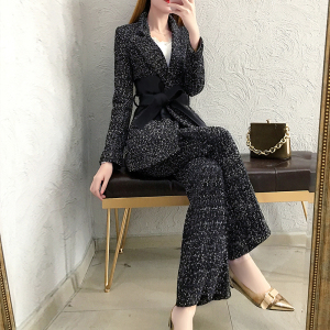 Wool suit autumn and winter new broad-legged trousers two-piece 