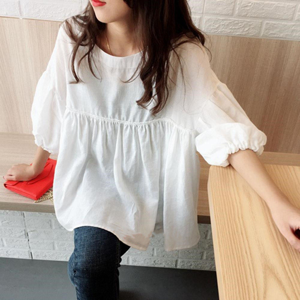 娃娃衫上衣蓬蓬夏网红同款苎麻超仙韩版宽松甜美洋气灯笼袖衬衫