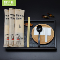 Sheng Rongya disposable chopsticks four-piece set delivery package three-piece bamboo chopsticks paper towel spoon wholesale tableware
