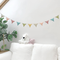 Hanging Flag Morandi Color Ensemble Pure Cotton Triangle Banner Decoration Festival Dress for home New Year decorations Cotton Artisanal Banner