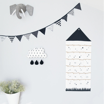 Nordic Home Wall-mounted Collection Bag 24 G Pure Cotton Canvas Small House File Digital Calendar Containing Hanging Bag