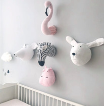 Animal Solid Wall-mounted Decoration Handmade 3D Cartoon Children Room Plush Decorative Pendant Paparazzi Toy New House Hem