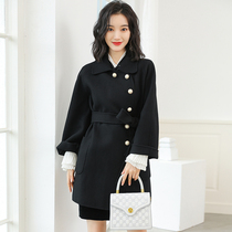 2020 winter New woolen coat medium long thick high end retro palace double breasted professional blazer