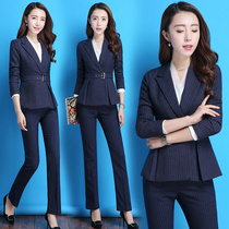 Striped suit suit autumn winter business suit ol formal dress temperament goddess fan professional suit interview work clothes
