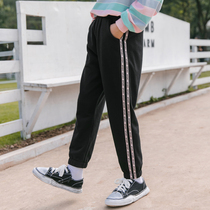 Girls pants Spring and Autumn outside wear 2021 middle and big children tide children leisure loose Korean version of foreign atmosphere Harlan sports trousers