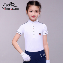 Summer children's fast-drying equestrian T-shirt short-sleeved shirt white game Polo shirt children riding