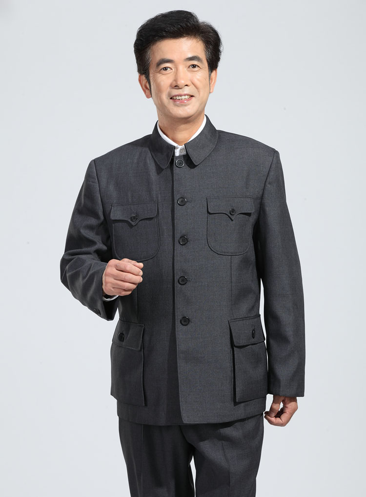 中山装男套装 老式中山装中国风民族服装中老年外套上衣 裤子秋装