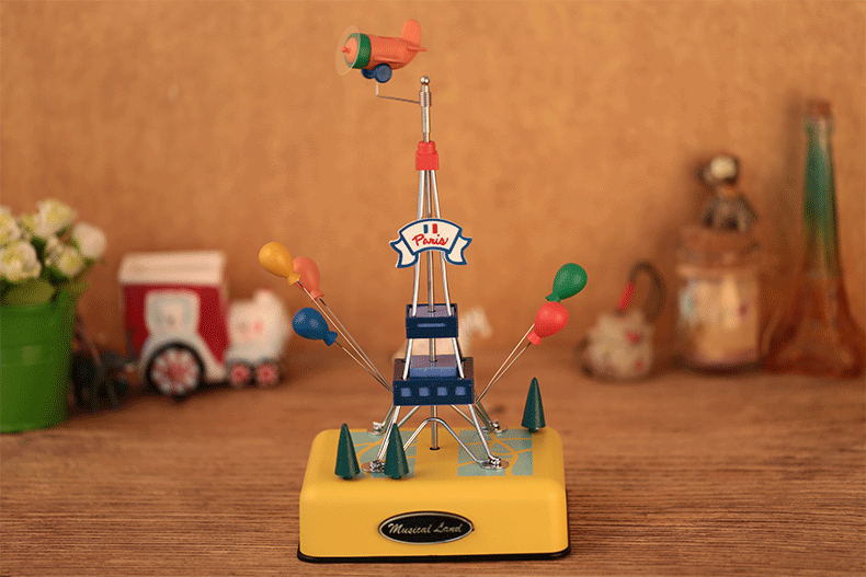 源自台湾bear boy天空之城音乐盒有熊氏飞机八音盒幸福摩天轮礼物