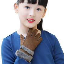 Childrens gloves winter and autumn warm plus velvet thickened five fingers male and female children Baby children student tide Skiing Winter