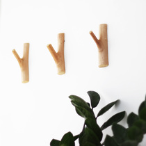 (Poplar hook)Creative waterproof solid wood coat hook Simple modern wall Bedroom kitchen bathroom
