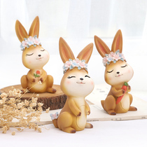Creative home cute rabbit cartoon jewelry small ornaments ins animal decoration girl heart desktop decoration gift