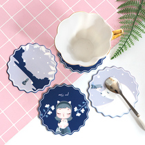 Creative home living room table waterproof mat Nordic girl heart cartoon PVC decorations cute anti-hot pad