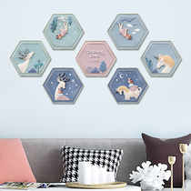 Nordic creative unicorn wall hanging living room sofa background wall milk tea shop bedroom girl heart wall decoration pendant