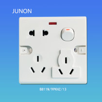 Junlang 86 power household two-three switch socket panel 8-hole multifunctional 13A with 16a switch White