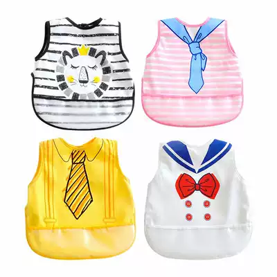 Baby eating clothes, children's painting clothes, baby spring and summer cotton waterproof anti-dressing dress kindergarten apron