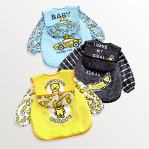 Baby spring and autumn coverings Childrens anti-dressing bibs eat clothes Flannel Infant apron bibs waterproof rice pockets